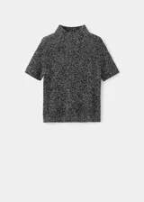 Jersey Moli de manga corta y tejido de punto jaspeado en tonos oscuros, con cuello perkins y diseño recto.