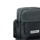 Bolso bandolera Rip Curl modelo No Idea Pouch Icons, color negro con logo blanco estampado.