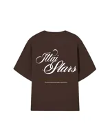 Remera celeste de corte holgado con estampado en la espalda que dice "Ittai Stars" en letras cursivas y "An Ibiza Produce" en mayúsculas.