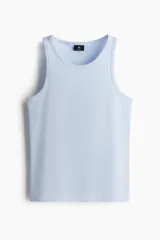 Musculosa de H&M en tejido de punto acanalado de mezcla de algodón, con cuello redondo y corte ajustado al cuerpo.