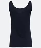 Blusa musculosa color gris claro, con escote en U y breteles anchos. Confeccionada en poliamida y poliéster.