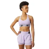 Top deportivo New Balance color lila con logo en la banda inferior.