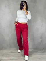 Pantalón de jogging gris melange, de corte amplio y cintura elástica.