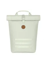 Mochila Cabaia modelo Le Havane, color verde claro, con sistema de cierre enrollable y hebilla. Cuenta con sistema MOLLE para fijación de bolsas frontales, compartimento acolchado para computadora de 15 pulgadas y es vegana y repelente al agua.