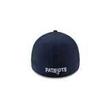 Gorra New Era 39THIRTY de New England Patriots, color azul marino, con logo del equipo bordado en el frente.