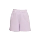 Short deportivo Nike color lila claro, de corte holgado y tiro alto con elástico fruncido en la cintura. Presenta el logo Swoosh bordado en blanco en la pierna derecha.