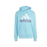 Canguro Adidas Essentials French Terry celeste con capucha, logo estampado en el pecho y bolsillo tipo canguro.