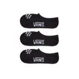 Pack de tres pares de medias Vans invisibles color negro, con logo de la marca en blanco y estampado a cuadros en el talón.