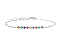 Pulsera de cadena fina de plata 925 con una serie de circonias engarzadas en colores vibrantes.