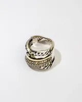 Anillo de plata 925 con dublé de oro y zirconias blancas.