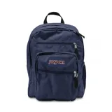 Mochila JanSport modelo Big Student color azul marino, con múltiples compartimentos con cierre, bolsillo frontal organizador y bolsillo lateral de malla.