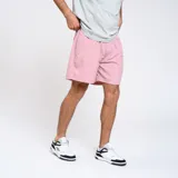 Short de baño azul marino de nylon con cintura elástica y logo de la marca en la pierna.