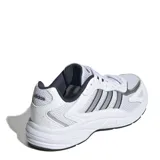 Championes Adidas Eclyptix 2000, color blanco con detalles en gris y azul, con las tres tiras características de la marca en los laterales.