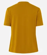 Blusa básica de viscosa y elastano de la marca Cortelle, color mostaza, con escote redondo y mangas cortas.