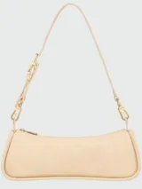 Cartera de hombro pequeña de diseño minimalista y estructura alargada, con correa ajustable y cierre superior.