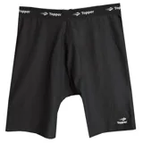 Calza deportiva corta para hombre, color negro, con cintura elástica con logo de la marca y logo estampado en la pierna.