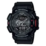Reloj Casio G-Shock modelo GA400-1BDR, con caja y correa de resina negra, esfera analógica-digital de 49mm y resistencia al agua de 200 metros.