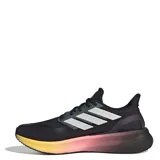 Championes de running Adidas Pure Boost 5, color negro con detalles en plateado y mediasuela con degradado de color naranja a amarillo. Presentan parte superior de malla técnica y suela de gran tracción.