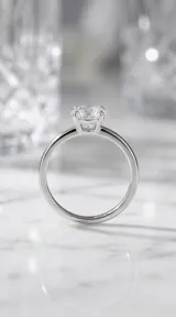 Anillo solitario de acero con piedra central de circonia engastada.