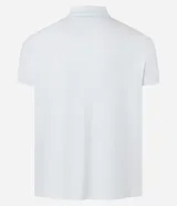 Remera polo blanca de algodón con cuello inglés y cremallera.