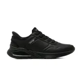 Championes deportivos Skechers modelo Uno Lite Floating Steps, color negro. Diseño de estilo urbano con tecnología Hands Free Slip-ins para calce fácil, parte superior sintética y textil, y plantilla acolchada Memory Foam.