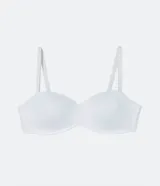 Soutien femenino modelo top, color piel, con copa hueca y tirantes removibles.