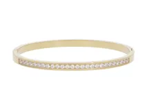 Pulsera rígida dorada de acero con baño de oro y circonias engarzadas.