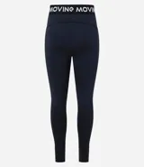 Legging deportiva de microfibra color lila, con cintura elástica ancha en contraste que presenta el texto Keep Mooving estampado.