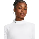 Remera térmica Under Armour de manga larga, color blanco, con cuello alto y el logo de la marca estampado en el cuello. Cuenta con mangas raglán y diseño ajustado.