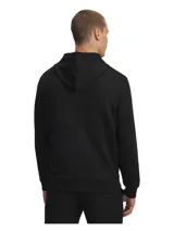 Canguro con capucha Under Armour, confeccionado en tejido espaciador de doble punto elástico. Presenta diseño liso en color negro con logo de la marca en relieve en el pecho, capucha ajustable con cordones y bolsillos laterales abiertos.