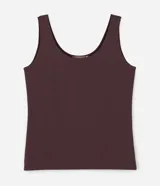 Musculosa de poliamida blanca, de corte ajustado, con escote en U y tirantes anchos.