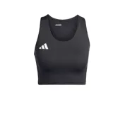 Top deportivo negro de Adidas, modelo Adizero Essentials, ideal para running. Diseño ajustado con espalda cruzada y logo de la marca en blanco. Confeccionado con tejido transpirable AEROREADY.