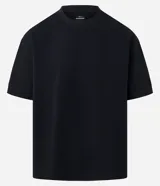 Remera oversize de algodón color gris, con cuello redondo, manga corta y sisa desplazada, de la marca Blue Steel.