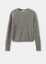 Sweater de punto jaspeado con cuello redondo, diseño recto y manga larga, confeccionado en una mezcla de fibras con lúrex.