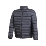 Campera puffer Hurley color gris oscuro, con cierre frontal y logo de la marca en el pecho.