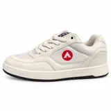 Zapatillas Airwalk modelo Faze White, color blanco y beige, con inserciones de malla y detalles en rojo.