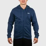 Campera deportiva con capucha y cierre frontal, color azul marino, con logo blanco de Diadora bordado en el pecho.