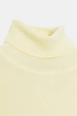 Jersey de punto fino confeccionado en lana, con cuello subido y manga larga, de diseño básico y ajustado.