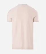 Remera masculina de tricot liso color beige, con corte slim, cuello redondo y mangas cortas.