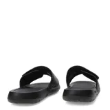 Sandalias tipo ojota Puma Royalcat Comfort 2, color negro con detalles en gris. Presentan una banda superior ajustable con el logo de la marca en relieve y tecnología Softride en la plantilla para mayor amortiguación.