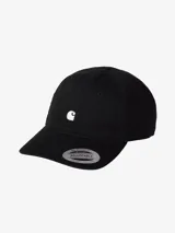 Gorra de seis paneles Carhartt modelo Madison Logo Cap, de color negro, con visera curva y pequeño logotipo bordado en contraste en el frente.