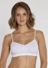 Soutien tipo top de microfibra, sin costuras, sin aro y sin copas.