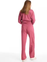 Pantalón jogger de corte recto, color blanco, con cintura elástica, cordón de ajuste y bolsillos laterales.