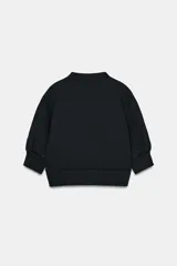 Sudadera crop de algodón con cuello redondo y mangas cortas abullonadas con puños ajustados.