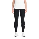 Calza deportiva New Balance de tiro alto, confeccionada en tejido de algodón con elastano. Presenta un diseño ajustado al cuerpo con logo de la marca estampado en la pantorrilla.