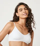 Soutien blanco de poliamida y elastano, con relleno removible y sin costuras.