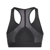 Top deportivo Adidas Powerreact negro con espalda racer-back y banda elástica inferior. Fabricado con tecnología Aeroready y materiales reciclados.