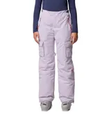Pantalón de esquí Columbia modelo Coreshot, color lila, con tecnología impermeable y transpirable Omni-Tech. Presenta bolsillos cargo laterales, bolsillos con cremallera, cintura ajustable, rodillas articuladas y refuerzos en el dobladillo.