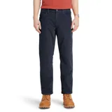 Pantalón de pana azul marino, de corte recto, con bolsillos laterales y traseros.