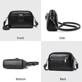 Cartera bandolera color tostado de diseño estructurado, con doble compartimiento con cierre, bolsillo frontal con solapa y tira ajustable desmontable.